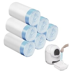 100 count Cat Litter Box Liners with Blue Trim